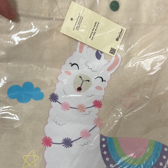 NWT ExcUsed Eco-friendly Reusable Shopping Tote Bags Llama With Snap Closure - Picture 4 of 6